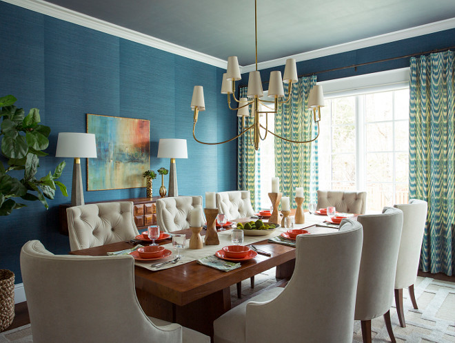 thibaut wallpaper blue dining room