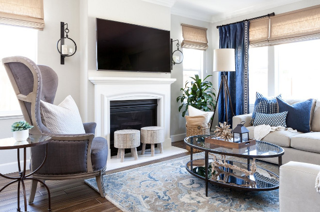 blue gray beige living room