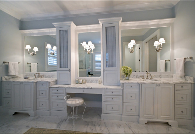 Bathroom with His and Hers Vanity. #Bathroom Studio M Interior Design, Inc.