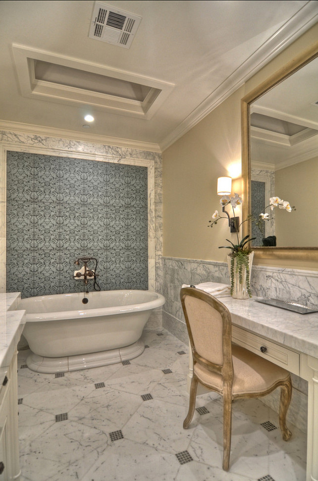 Bathroom. Bathroom Design Ideas. The freestanding bath is a Kohler Vintage bath. #Bathroom #BathroomIdeas #BathroomDesign #BathIdeas