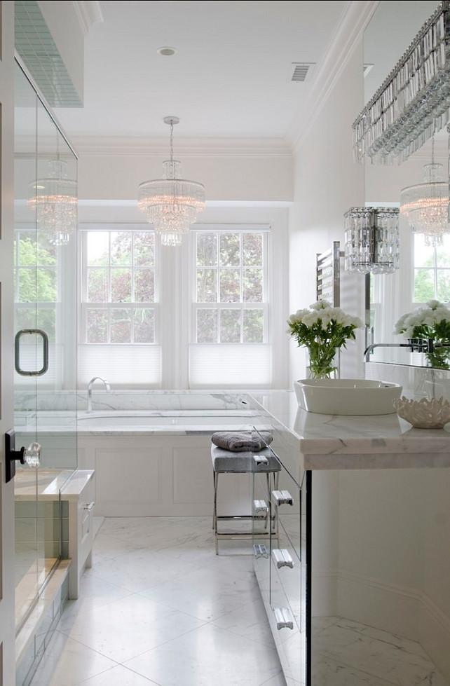 Bathroom. White Bathroom Ideas. Bathroom with white marble. #Bathrom #WhiteBathroom OLSON LEWIS + Architects.
