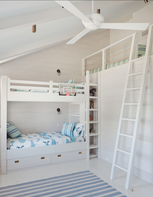 Bunk Room. Bunk Room Ideas. Bunk room with bunkbed and loft. Paint Color is "Benjamin Moore 962 Gray Mist". #BunkRoom #BunkBed #CustomBunkBed #CustomBunkRoom