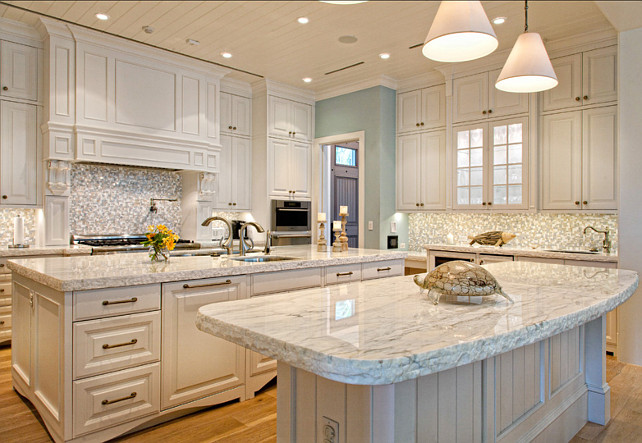 Coastal Kitchen. Kitchen with coastal decor. White kitchen with coastal decor.