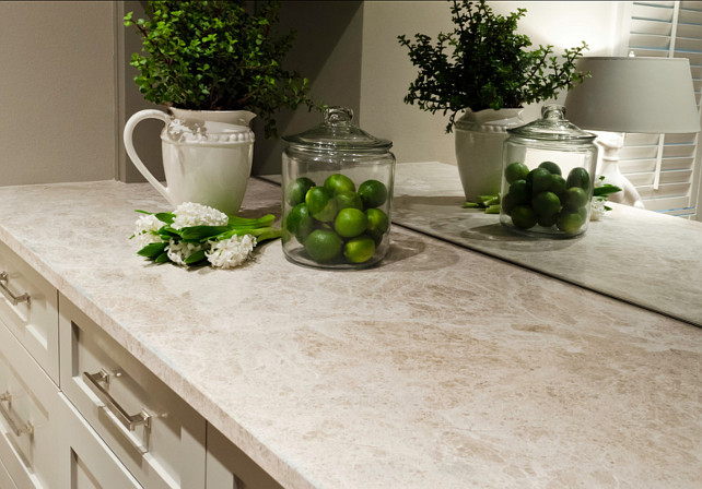 Countertop Ideas. The countertop is Marble Emperador Light aka Perlado in a brushed finish. #Countertop #CountertopIdeas