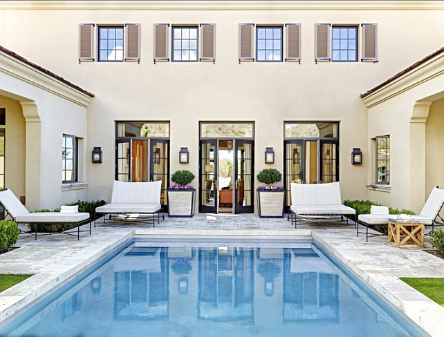 Pool Ideas. Pool Design. The wall lanterns are from Paul Ferrante lighting out of Los Angeles. #Pool