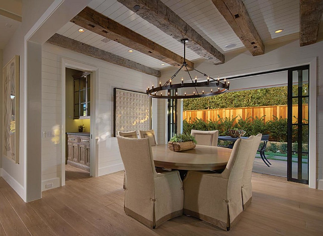 Dining Room. Dining Room Ideas. Transitional Dining Room. The chandelier in this dining room is from Restoration Hardware, Camino Round Chandelier Forged Iron. #DiningRoom #DiningroomIdeas #DiningroomDesign #DiningRoomLayout