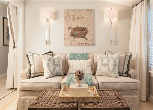 Family Room. Family Room Decor Ideas. Neutral family room with coastal decor. Pillows are from Aidan Gray Home. #FamilyRoom #FamilyRoomDecor #FamilyRoomIdeas #FamilyRoomDesign #FamilyRoomLayout