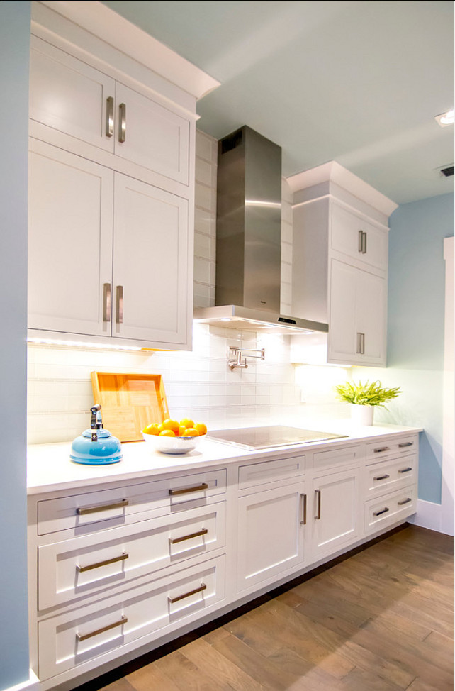Kitchen Ideas. Kitchen Design Ideas. Kitchen Cabinet Paint Color is Sherwin Williams Pure White SW 7005. #Kitchen #KitchenCabinets
