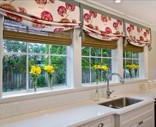 Kitchen Window Treatment. Kitchen Shades. Studio M Interior Design, Inc.