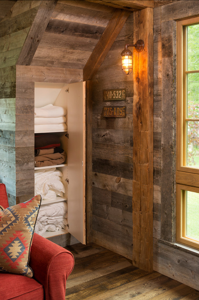 Storage Ideas. This rustic guest house has many creative storage ideas. #StorageIdeas