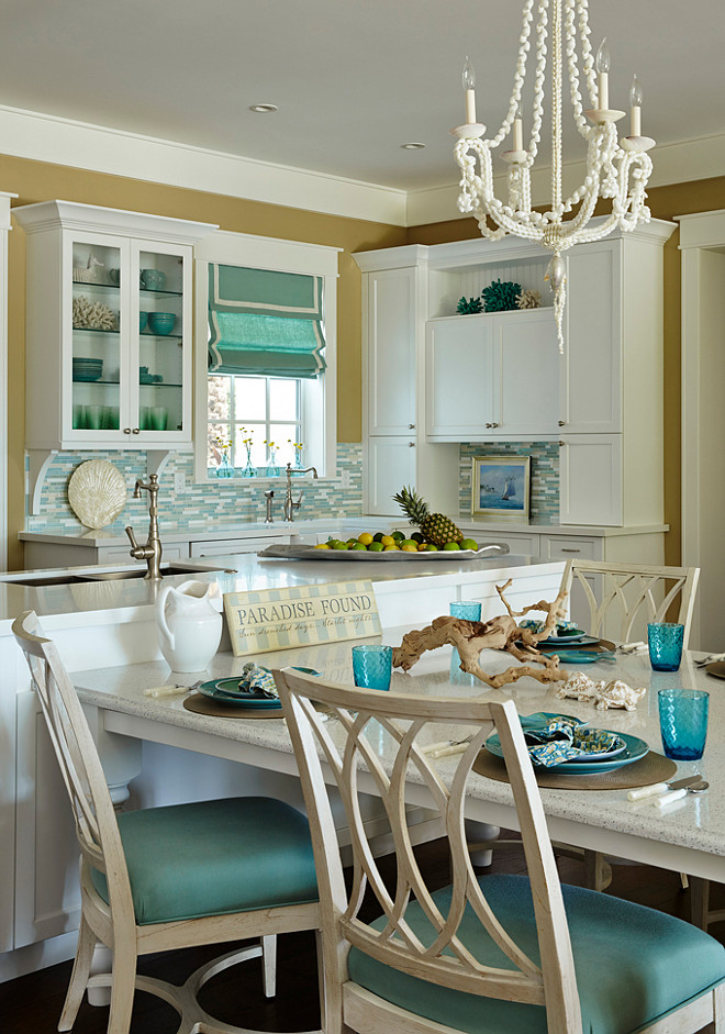 Beach House Kitchen With Turquoise Decor Home Bunch