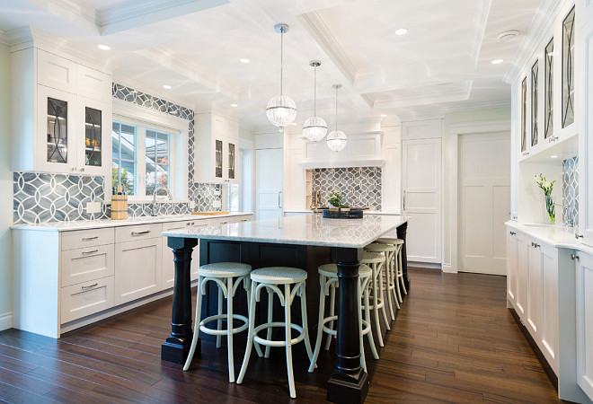 White Kitchen With Blue Gray Backsplash Tile Home Bunch Interior Design Ideas