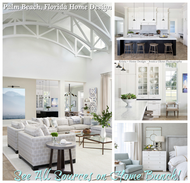 Palm Beach, Florida Home Design Paint colors and decor sources are shared on Home Bunch Palm Beach, Florida Home Design #PalmBeach #FloridaHome #FloridaDesign