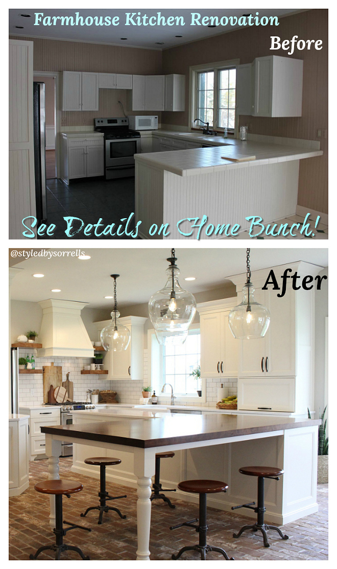 Before and After Farmhouse Kitchen Renovation Pictures #BeforeandAfterKitchen #BeforeandAfterFarmhouseKitchen #BeforeandAfterRenovationPictures #BeforeandAfterKitchenRenovation