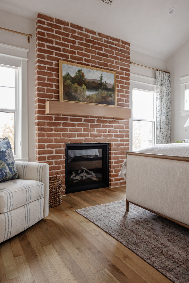 Bedroom Fireplace The adobe brick fireplace is original to the home #Bedroom #Fireplace