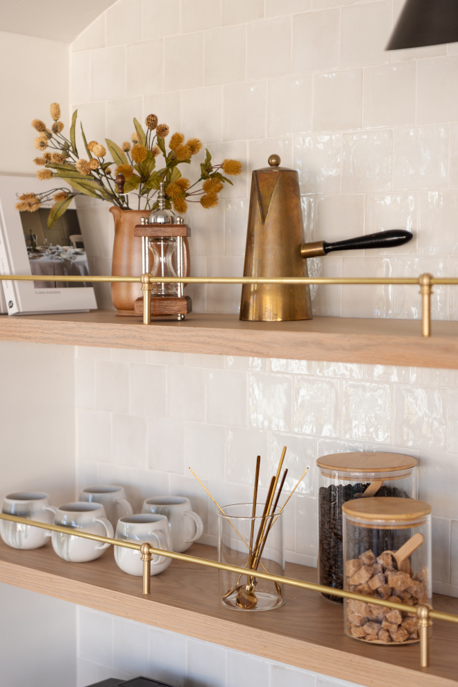 Shelf Rail The addition of brass posts and rails to the shelves lends a touch of elegance Shelf Rail #ShelfRail