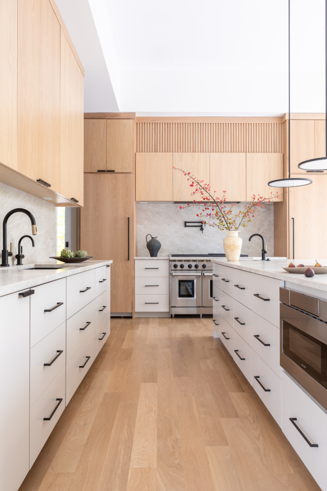 Kitchen White Oak and white cabinets and with Taj Mahal Quartzite Kitchen White Oak and white cabinets and with Taj Mahal Quartzite Kitchen White Oak and white cabinets and with Taj Mahal Quartzite #Kitchen #WhiteOak #whitecabinets #TajMahalQuartzite