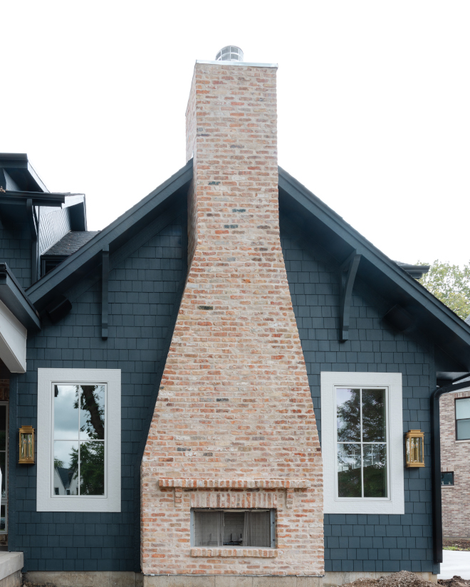 Outdoor reclaimed brick fireplace on home with dark single shingle Outdoor reclaimed brick fireplace on home with dark shingle siding Outdoor reclaimed brick fireplace on home with dark shingle siding #Outdoorfireplace #reclaimedbrick #reclaimedbrickfireplace #brickfireplace #home #darkshinglesiding #shinglesiding