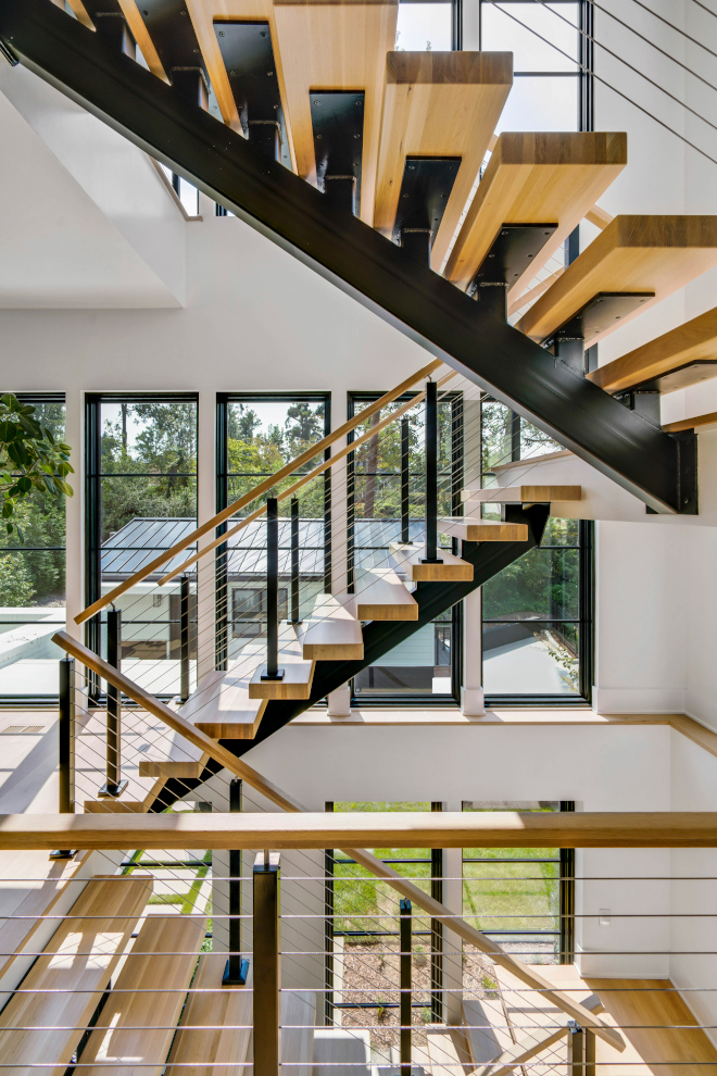 White oak floating staircase with steel spine White oak floating staircase with steel spine White oak floating staircase with steel spine #Whiteoak #floatingstaircase #steel #spinestaircase