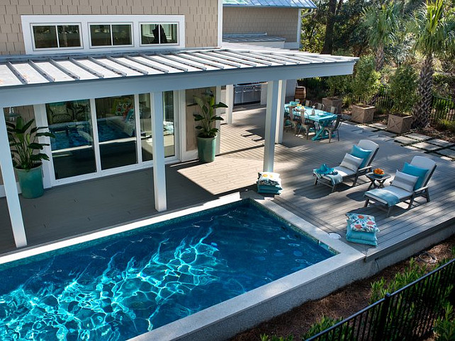Backyard with pool. Backyard with pool ideas. #Backyard #pool #Deck