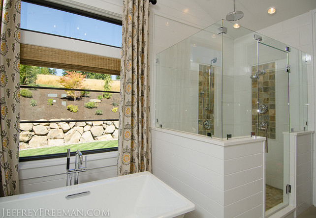 Bathroom Ideas. The focal point in this bathroom is the freestanding kohler tub. His & hers vanities with quartz slabs, walk in quartzite tiled shower with dual heads and rain shower. Jeffery Freeman. #BathroomIdeas