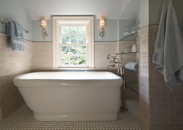 Bathroom. Blue Bathroom. Beautiful bathroom with freestanding bathtub. #Bathroom #BlueBathroom #BathroomIdeas #FreestandingBathtub Designed by Yunker Associates Architecture.