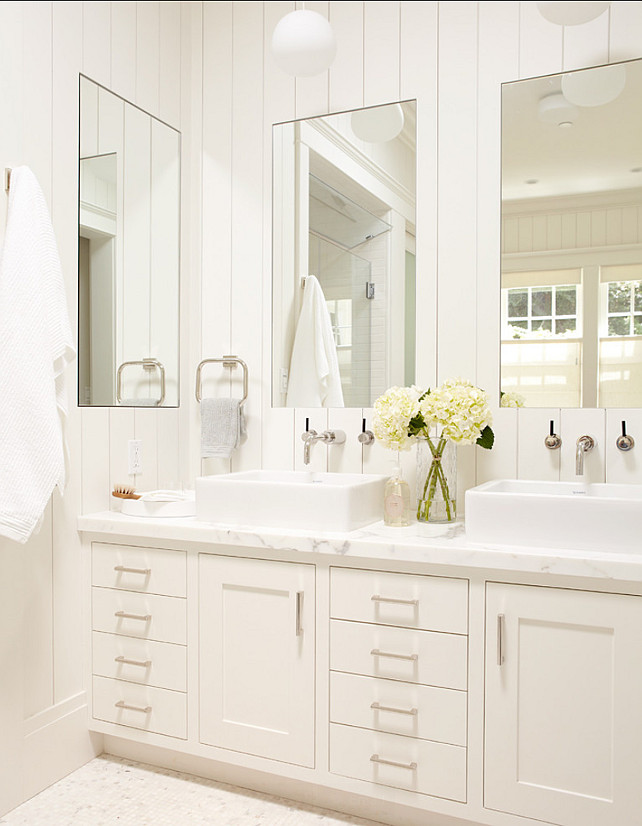 Bathroom. Master Bathroom. Master bathroom, white vanity with two sinks and large mirrors. Rasmussen Construction.