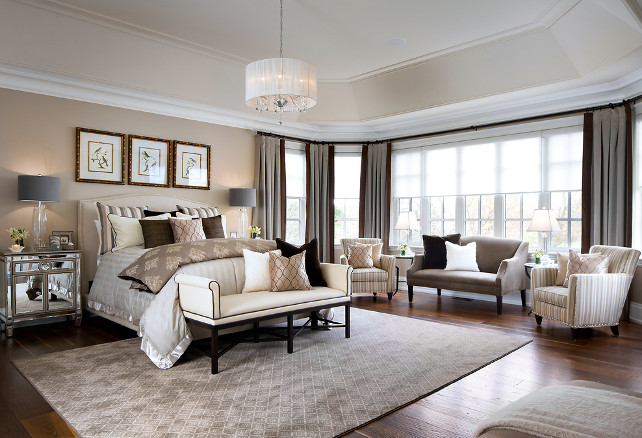 Bedroom Ideas. Tailored Bedroom Design with elegant furniture and decor. #Bedroom #TailoredBedroom #TailoredDesign #BedroomIdeas #BedroomFurniture #BedroomColorPalette Designed by Jane Lockhart.