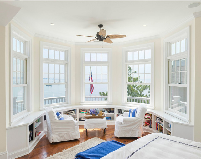 Bedroom Sitting Area. Bedroom sitting area overlooking the ocean. #BedroomSittingArea #SittingArea #CoastalInteriors