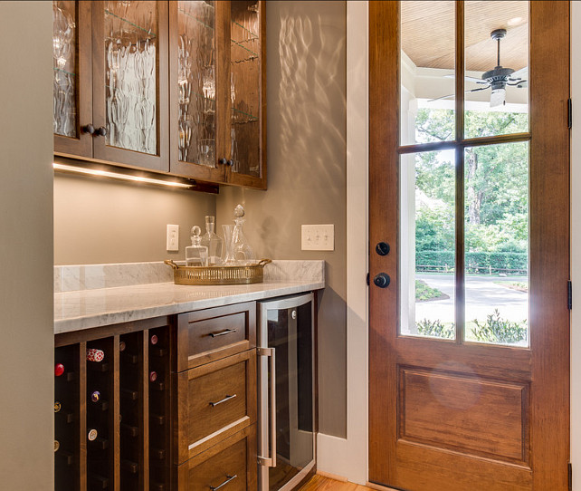 Butler Pantry. Butler Pantry Ideas. Door in this butler pantry is from Rogue Valley Doors. #ButlerPantry #Cabinets