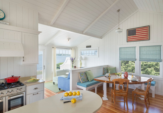 Small Beach Cottage With Inspiring, Beach Cottage Kitchen Cabinets