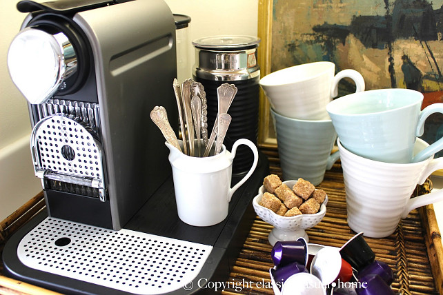 Coffee Station. Kitchen Coffee Statio Ideas. #CoffeeStation #Coffee Designed by Chez Vous Home Interiors.