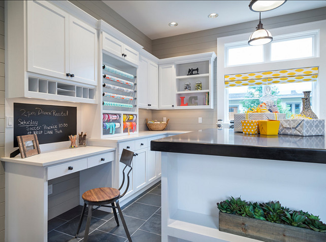 Craft Room Ideas. The countertops in this craft room are Caesarstone quartz. #CraftRoomIdeas #Caesarstone #quartz #CaesarstoneQuartz