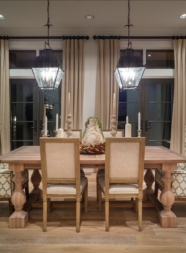 Dining Room. Dining Room Decor and dining room furniture. The lantern pendants are the "Chart House Holborn Lantern, Aged Iron from Circa Lighting".