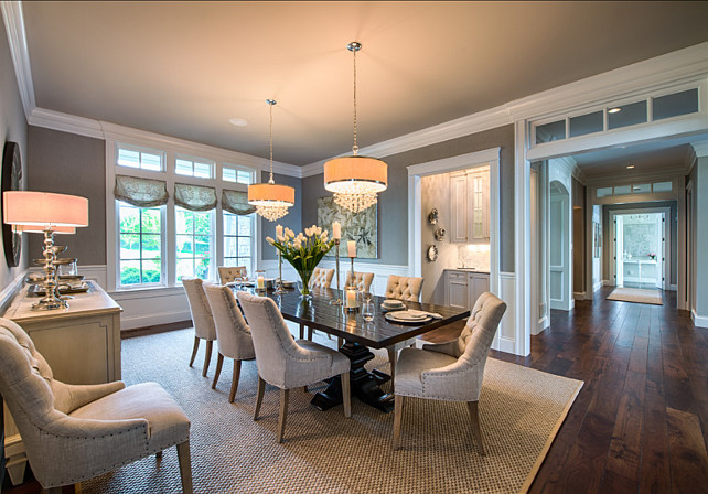 Dining Room. Dining Room Design Ideas. Dining room with gray wall paint color and elegant furniture and decor. #diningroom #DiningRoomDesign #DiningRoomIdeas #DiningRoomIdeas