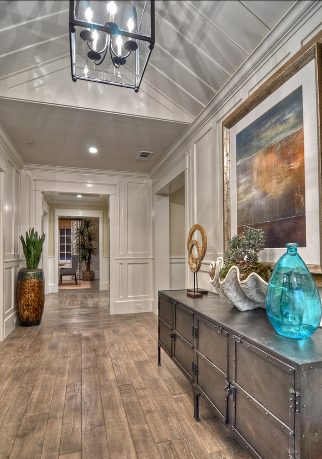 Entryway. Coastal Inspired entryway with engineered white oak hardwood flooring. #Entryway #Entry #Foyer #EntrywayDesign