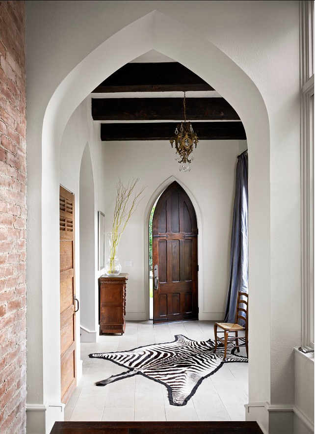 Foyer. Foyer Design. Foyer with zebra patterned cowhide rug. #Foyer #FoyerDesign #FoyerIdeas