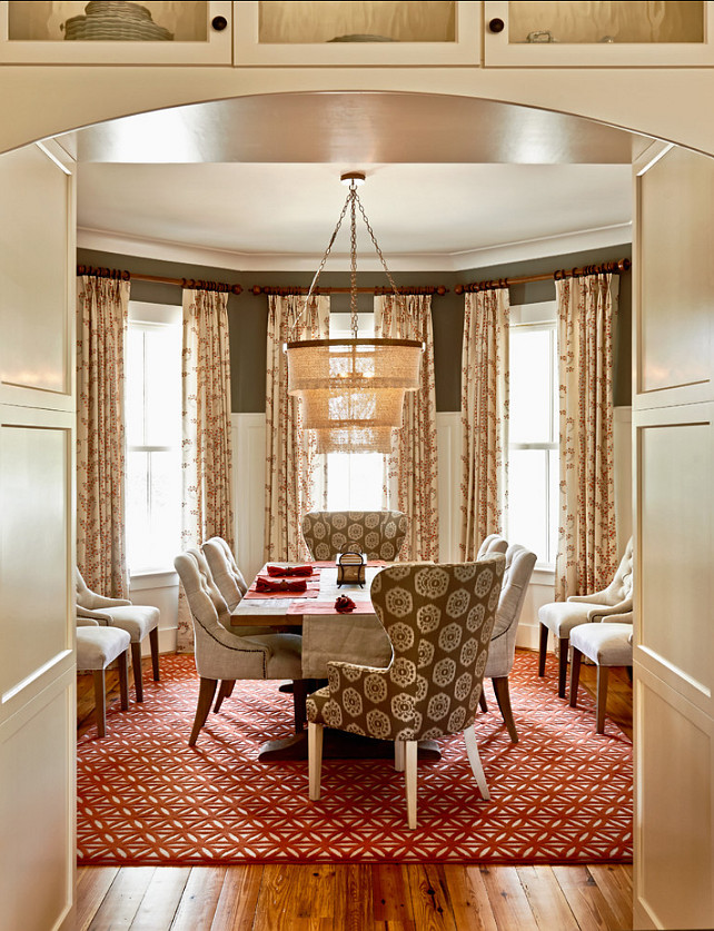 Dining Room. Dining Room Decor Ideas. The wall color is "Chelsea Gray HC-168 by Benjamin Moore". Chandelier is the Patricia Chandelier-Coco Beads/Gold by Made Goods. #DiningRoom #DiningRoomDesign #DiningRoomIdeas