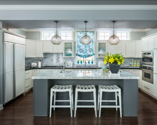 Charcoal Gray Kitchen Island Gray Kitchen. Modern Gray Kitchen Design. #GrayKitchen #GrayKitchenIdeas #GrayKitchenPaintColor Designed by Martha O'Hara Interiors.