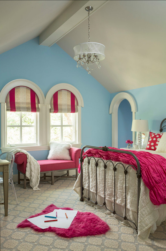 Kids Bedroom. Great kids bedroom design. The carpet is by Stanton Carpet, and the pattern name is called Santa Clara in Arctic. Sherwin-Williams SW 6800 Something Blue #SherwinWilliams #SW6800 #SomethingBlue.