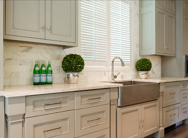 Kitchen Backsplash. White Marble Subway Tile Ideas.