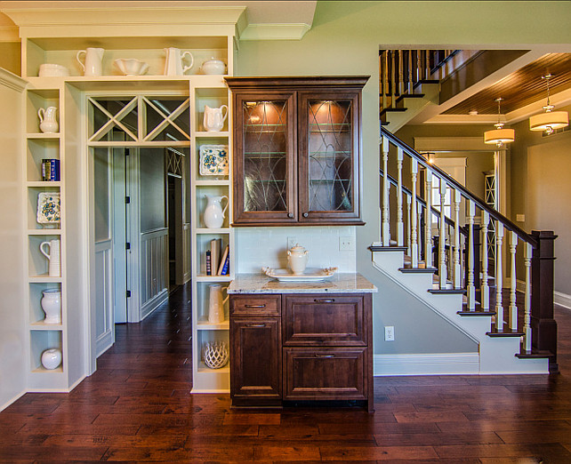 Kitchen Cabinet Ideas. On the other side of this kitchen, you will find a butler's pantry or coffee station with drawer dishwasher. #Kitchen #KitchenCabinet #BultersPantry #CoffeeStation