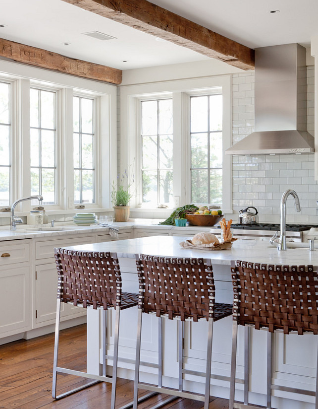 Kitchen Design. Kitchen Design Ideas. White Kitchen Design. The stools are the "Mark Albrecht Studio Stools". #Kitchen