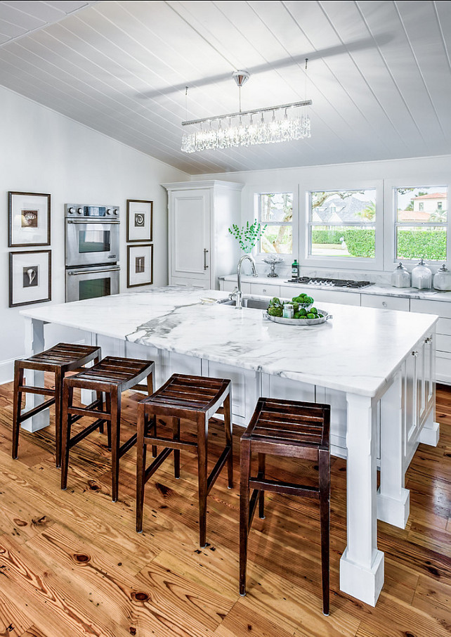 Kitchen Ideas. Foors are Reclaimed Heart of Pine Flooring. #Kitchen .#KitchenIdeas Beach Chic Design Interior Designers & Decorators.