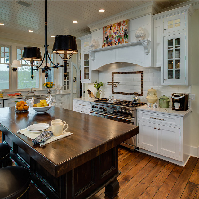 Kitchen Island. Kitchen Island Ideas. Traditional Kitchen Island. This kitchen island was custom designed and fabricated. Light fixture above island is the "Sloane Street Double Billiard Light" from Circa Lighting. #KitchenIsland #KitchenIslandideas #KitchenIslandDesign #TraditionalKitchenIsland