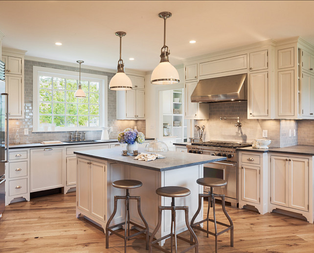 Kitchen. Kitchen Ideas. Great kitchen design with many smart ideas. Kitchen Pendants are the Hudson Valley Lighting's Randolph pendants. #Kitchen #KitchenIdeas #KitchenDesign #SmallKitchen