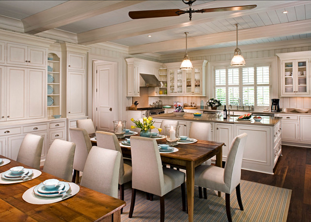 Kitchen. Off-white kitchen paint color. Paint color in this kitchen is Sherwin Williams Creamy SW7012