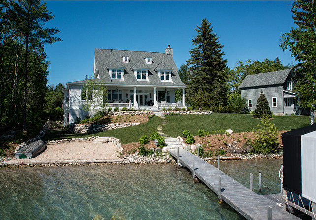 Lake House. Beautiful lake house with coastal interiors. #LakeHouse #CoastalInteriors