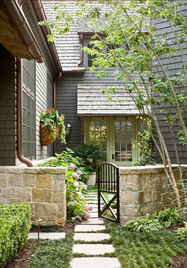 Front Door. Front door and landscaping ideas. Classic glass front door with beautiful landscaping. #FrontDoor #Landascaping