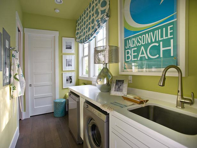 Laundry Room. Laundry Room Ideas. Fun colors in this laundry room! #LaundryRoom